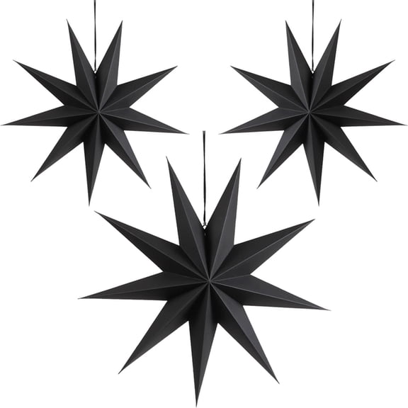 9-Pointed Paper Star Lanterns, Hanging Lampshade for Wedding, Birthday Home and New Year Gathering Decorations 3 Pcs A