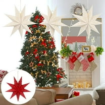 9-Pointed Star Light Lampshade | Christmas Tree & Party Decor | Foldable Paper Star Lantern with Hollow Cut-Outs | Indoor/Outdoor Hanging Decoration (1-Pack)