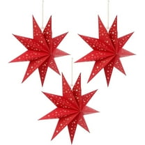 9-Pointed Star Light Lampshade - Hanging Pendant Decor, Translucent Material for LED String Lights, Festive Ambiance for Home, Bedroom, Party & Holiday Displays, Easy-Install Design, 13.78in, Red