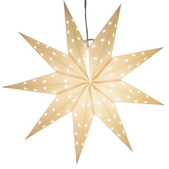 9 Pointed White Paper Star Light with 12 Foot Power Cord Included