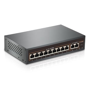 9 Port PoE Switch with 2 Uplink, 9 PoE+ Port 100Mbps, 120W 802.3af/at, Metal Desktop Wall Mountable,VLAN Function,250 Meters Extend,Metal Fanless Plug and Play Network Switch