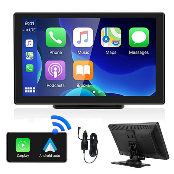 9" Portable Wireless Apple Carplay & Android Auto Car Stereo, with 1024*600 Touch Screen, GPS Navigation/Mirror Link/Voice Control/Bluetooth USB/AUX/SD Multimedia MP5 Player