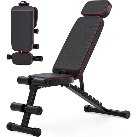 9 Positions Adjustable Weight Bench, Foldable Workout Bench Weight Bench For Home Gym Full Body Strength Training, Support Up To 800lbs, Black