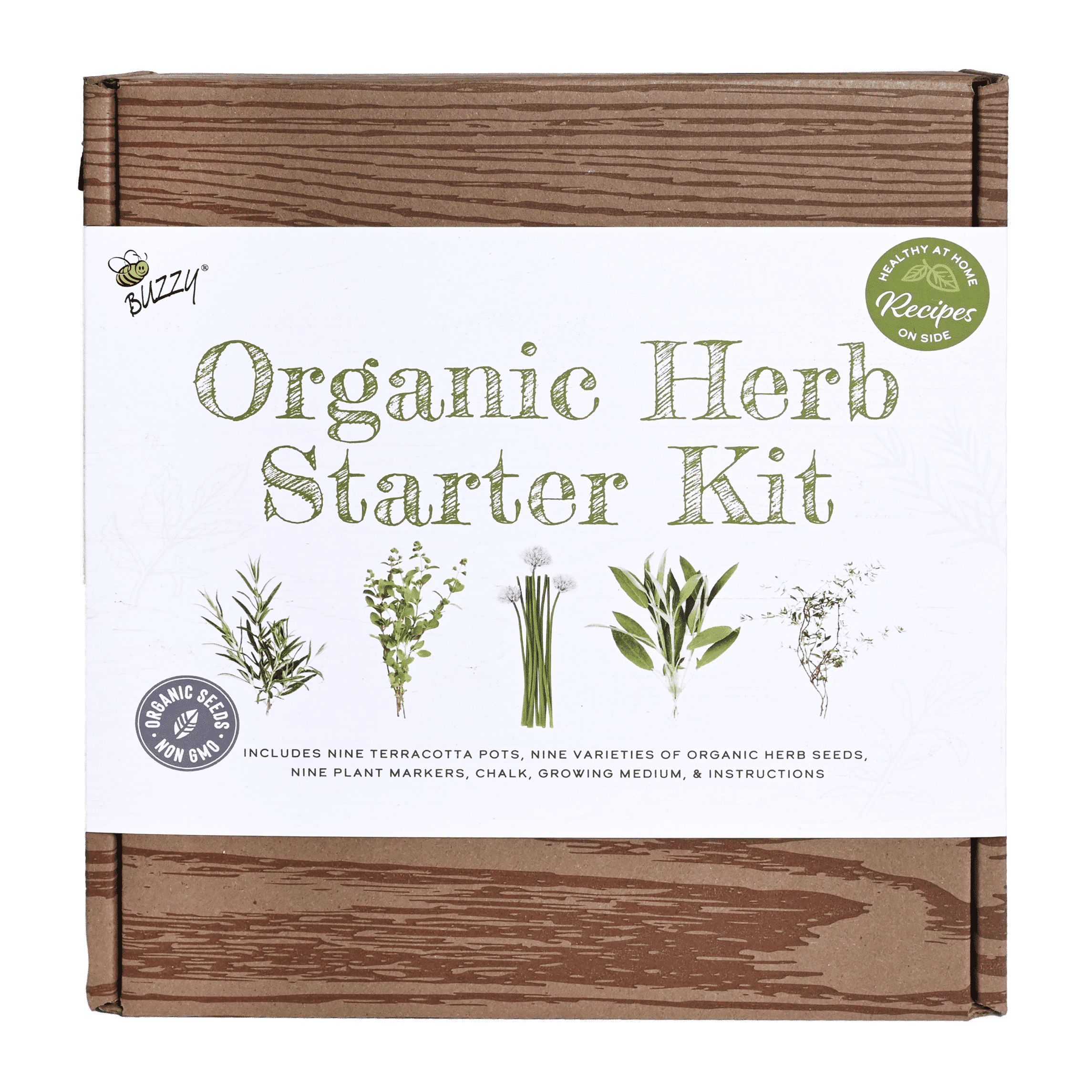 Buzzy Seeds Organic Indoor Herb Garden Starter Kit 9 Varieties
