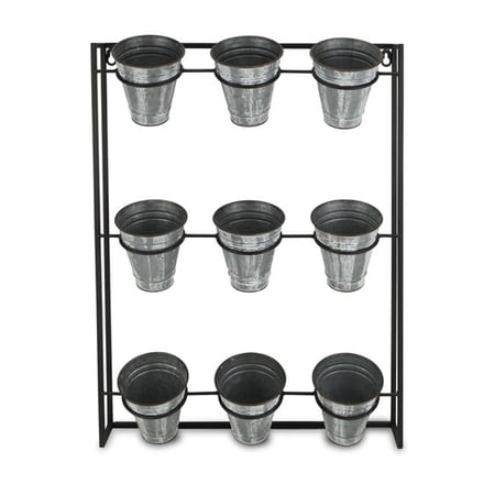 9 Pot Wall Planter with Metal Wall Frame