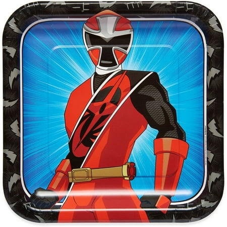 9" Power Rangers Ninja Steel Square Paper Party Plate, 8ct