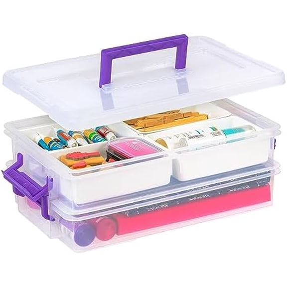 9 Qt. Plastic Craft Storage Container Bins with Lids, 1 Pack, Small Art & Office Supply Organizer Tote, Sensory Bins & Boxes for Home & University, Latchable, Stackable, Portable, Clear
