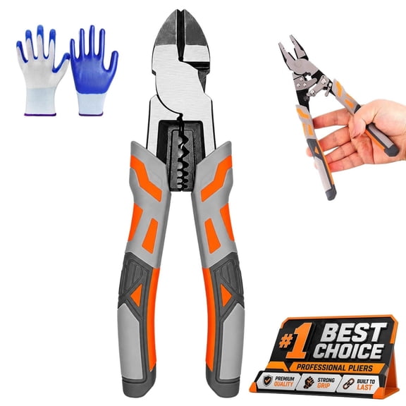 9" Ratchet Self-Locking Wire Cutter Pliers Heavy Duty Labor Saving Cable Cutting Stripping Gripping Bending Tool with Non Slip Handle for Electrical Industrial Repair Home DIY