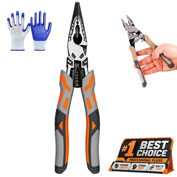 9" Ratchet Self-Locking Wire Cutter Pliers Heavy Duty Labor Saving Cable Cutting Stripping Gripping Bending Tool with Non Slip Handle for Electrical Industrial Repair Home DIY