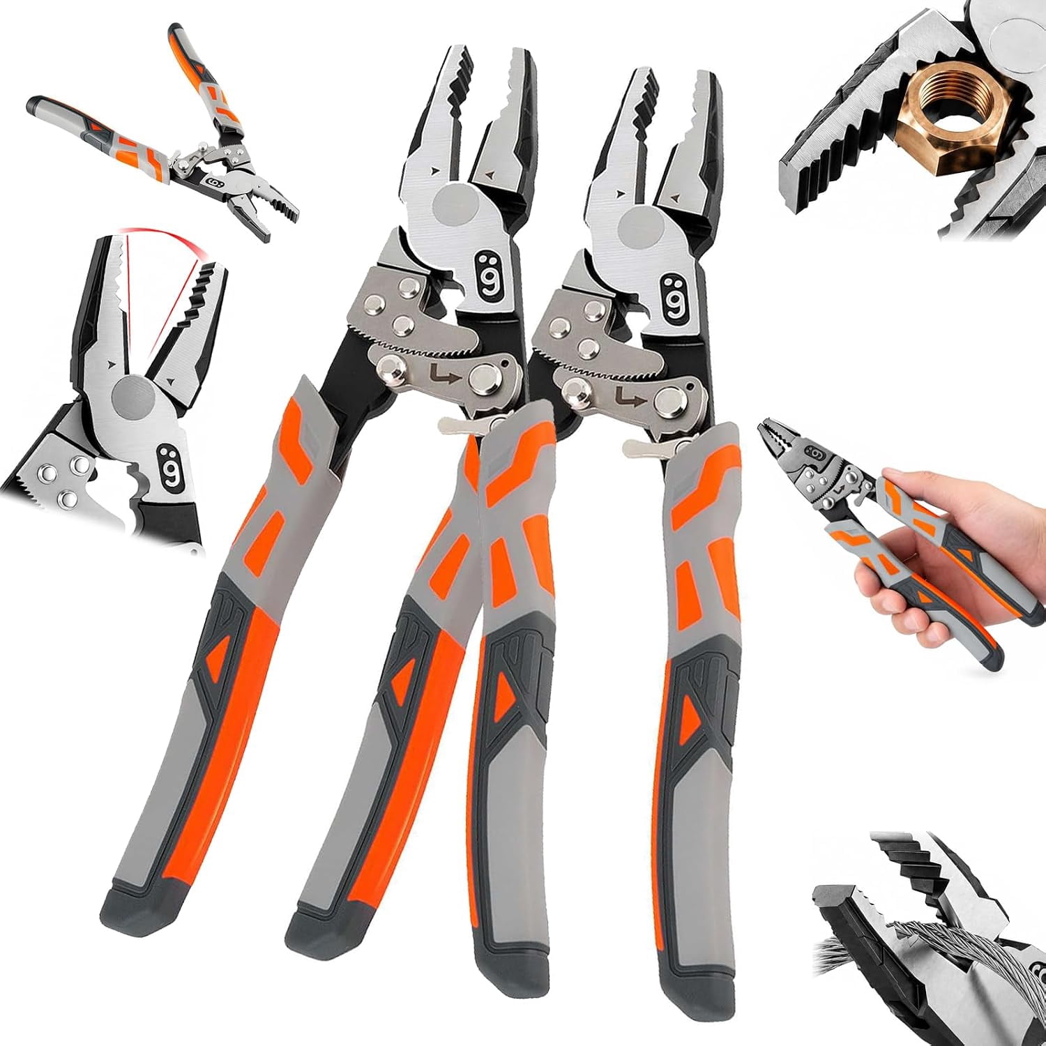 Electical Cutter 9'' Ratchet Self Wire Cutter Pliers Electrician Cable Tool, Self ...