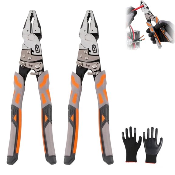 9" Ratchet Wire Cutters with Self-Locking Ratchet, Ratcheting Locking Pliers, Non-Slip Handle for Electrical Wiring, Cable Cutting, Industrial Maintenance, Home DIY
