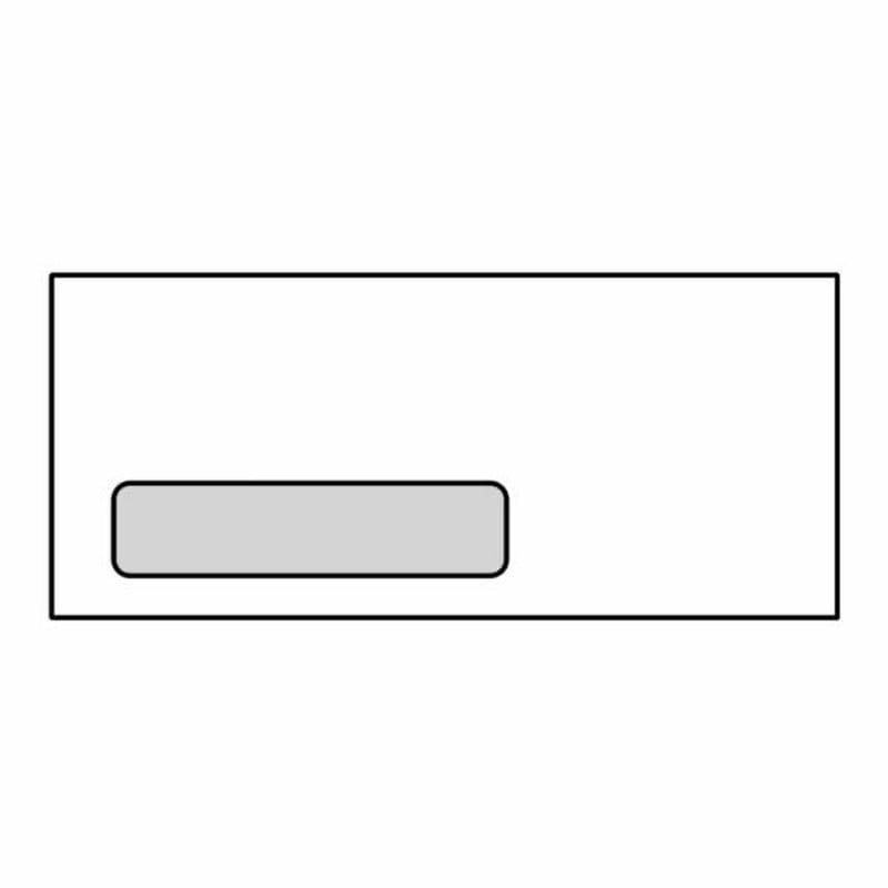#9 Regular Business Envelopes, 3-7/8 x 8-7/8 24#, White, Poly Window, 2" Square Flap Down (Box of 500)