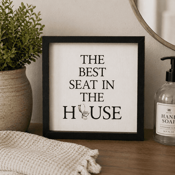 9" Reversible Wood Frame Sign Bubbles/Seat | Washroom Collection