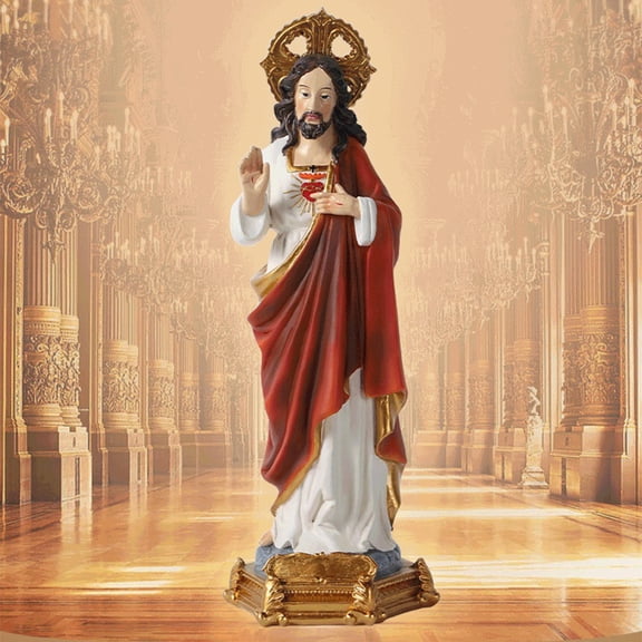 9" Risen Jesus Christ Statue, Divine Mercy Lord Inspirational Figurine for Easter and Lent Religious Sculpture Christian Living Home Resin Decor