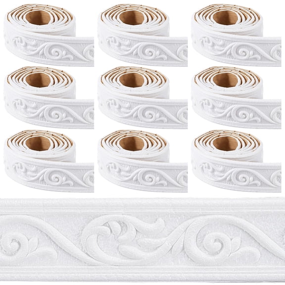 9 Rolls 66.4Ft Long White Molding Wall Trim Vintage Wallpaper Border Self Adhesive Peel and Sick Foam Flexible Baseboard Mirror Sticky Wall Edge Line