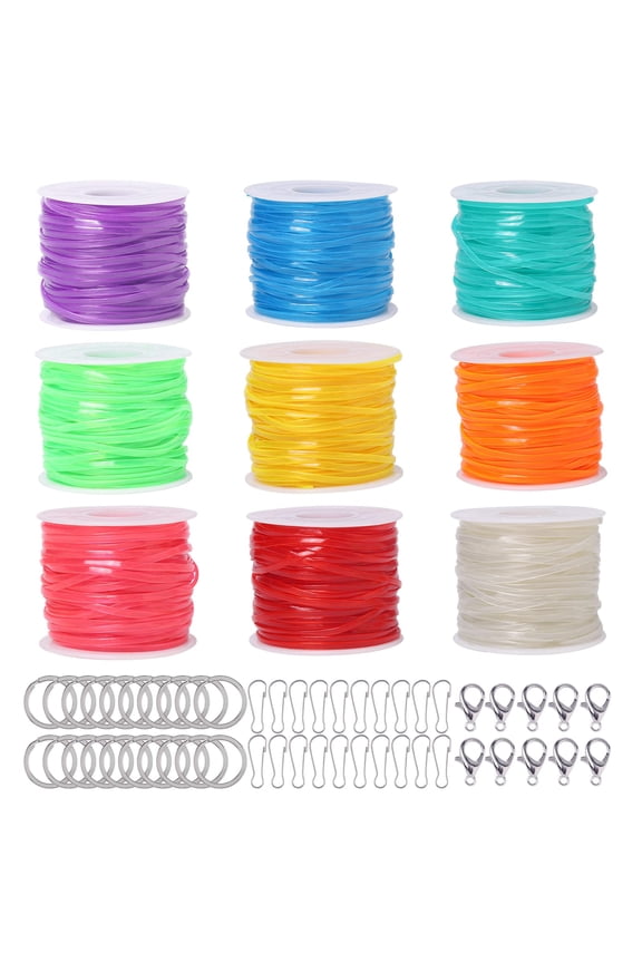 9 Rolls Glow In Dark Plastic Lacing Cord Craft Kit for DIY Bracelets Keychains