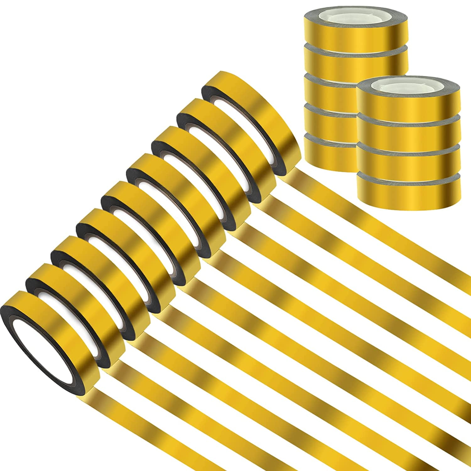 9 Rolls Gold Metallic Washi Mirror Tape, DIY Gold Graphic Art Tape, Self Adhesive Metalized Polyester Film Tape,for Crafts Decoration and Gifts Wrapping (1/2 Inch x 248 Yards)