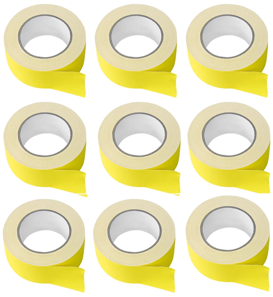 (9) Rolls Rockville Pro Audio/Stage Wire ROCK GAFF Yellow Gaffers Tape 2"x100 Ft