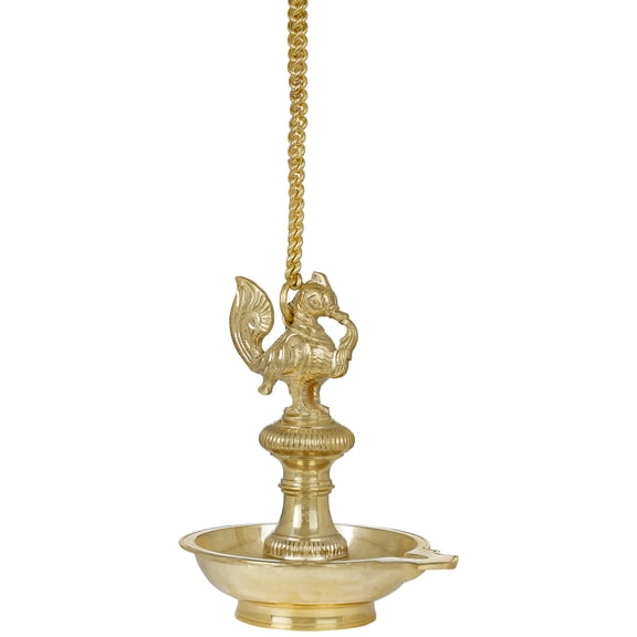 9" Roof Hanging Annam Lamp (Peacock Lamp) in Brass | Handmade | Made in India