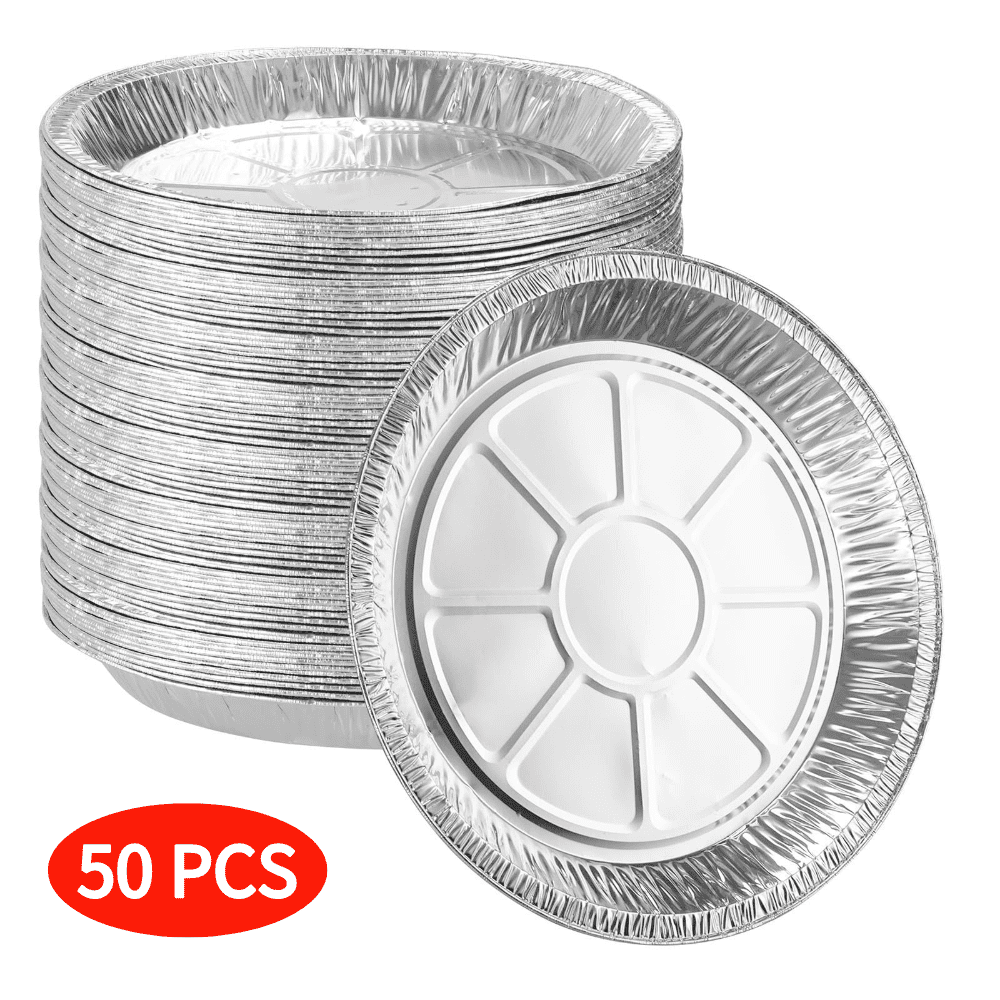 9" Round Aluminum Foil Pans (50 Pack) Pie Tins Disposable 9 Inch, ToGo