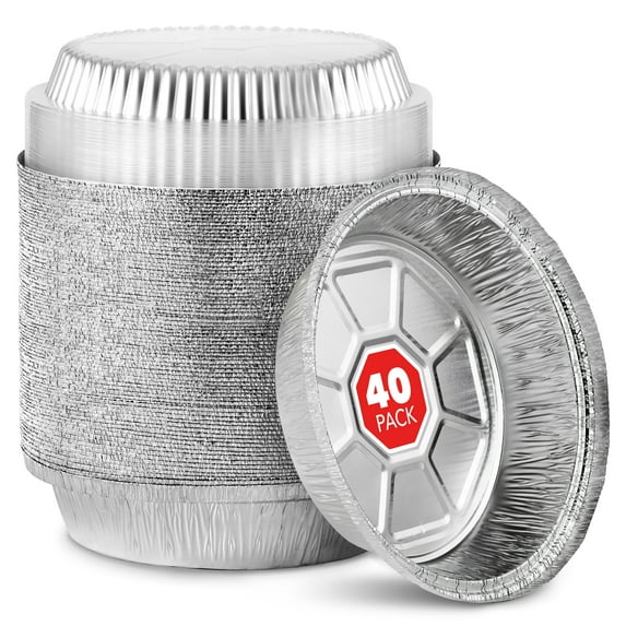 9" Round Aluminum Foil Pans with Lids (40 Pack) Pie Tins Disposable 9 Inch with Lid, To-Go Containers for Pies, Cheesecake, Cinnamon Rolls, Flan, 2" Deep Dish Cake Pan for Holidays