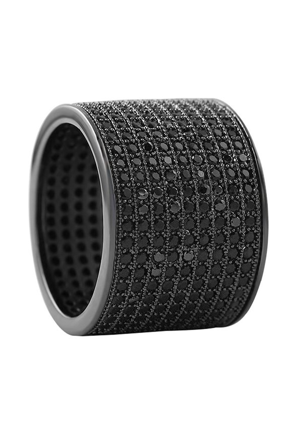 9 Row 360 Eternity Black Bling Bling Ring