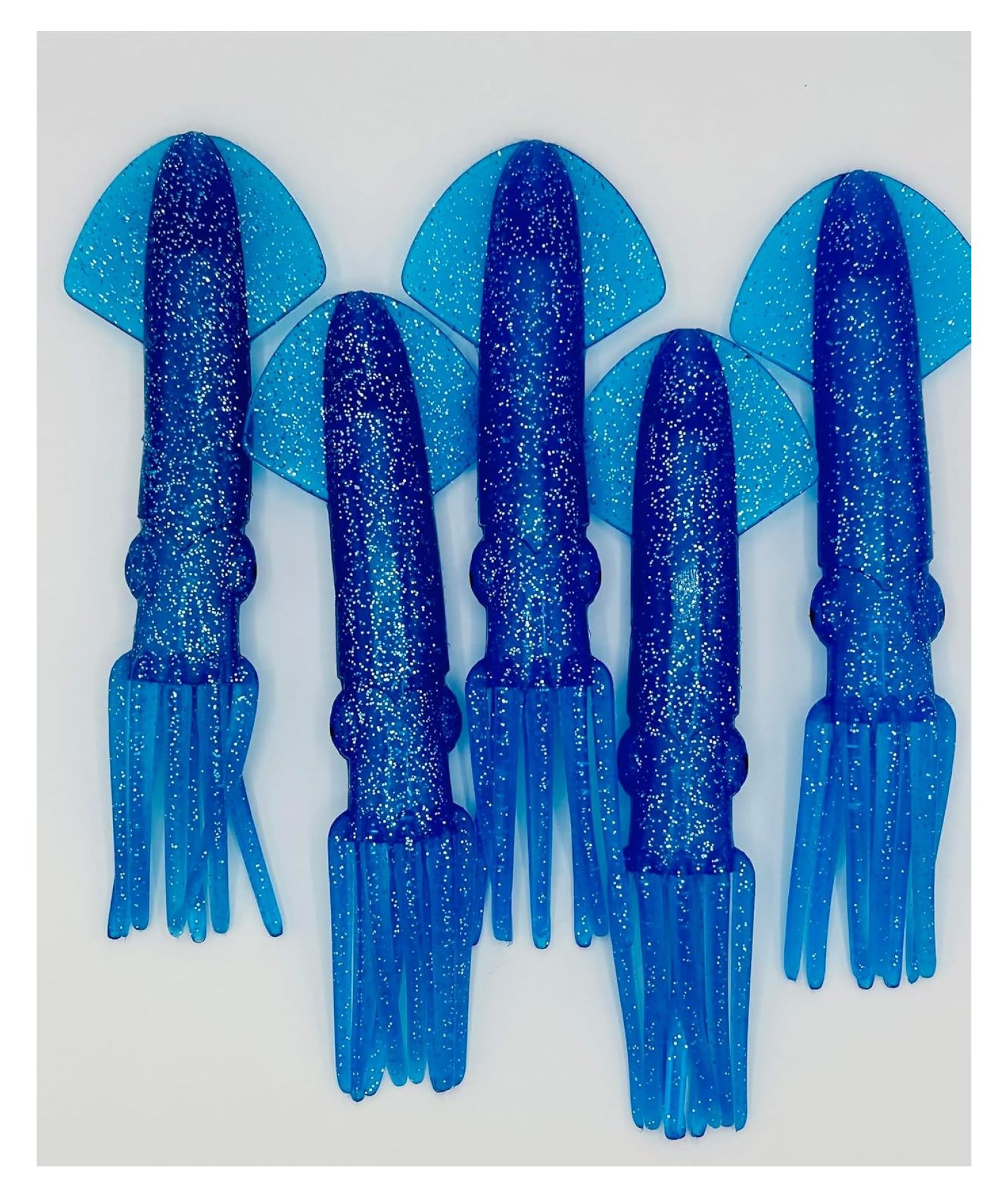 9" Rubber Trolling Mauler Squids 5 Pack for Trolling Chains, Teasers, Spreader Bars