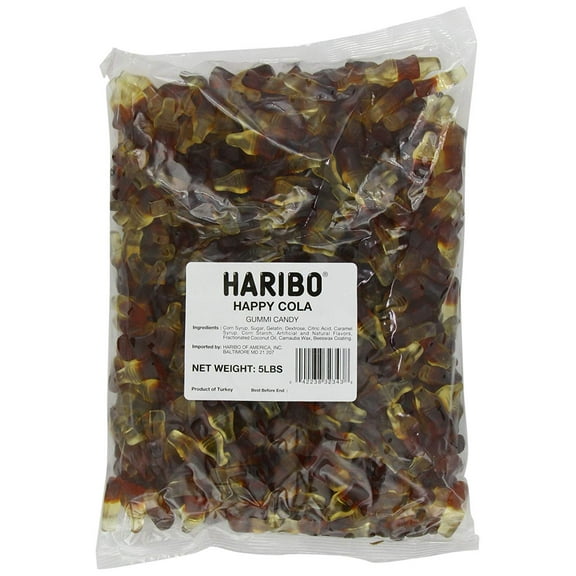 9 SHANI'S Haribo Happy Cola Gummy Candy 5 lbs Bulk Bag Chewy Cola Bottle Gummies, Soft & Juicy Classic Candy