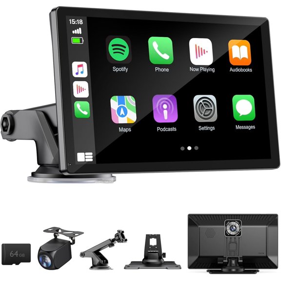 9"    Screen for  with 4K Dash Cam, Portable   &  with 1080p Backup Camera DVR, Voice Control/GPS Navigation/Mirror Link/BT