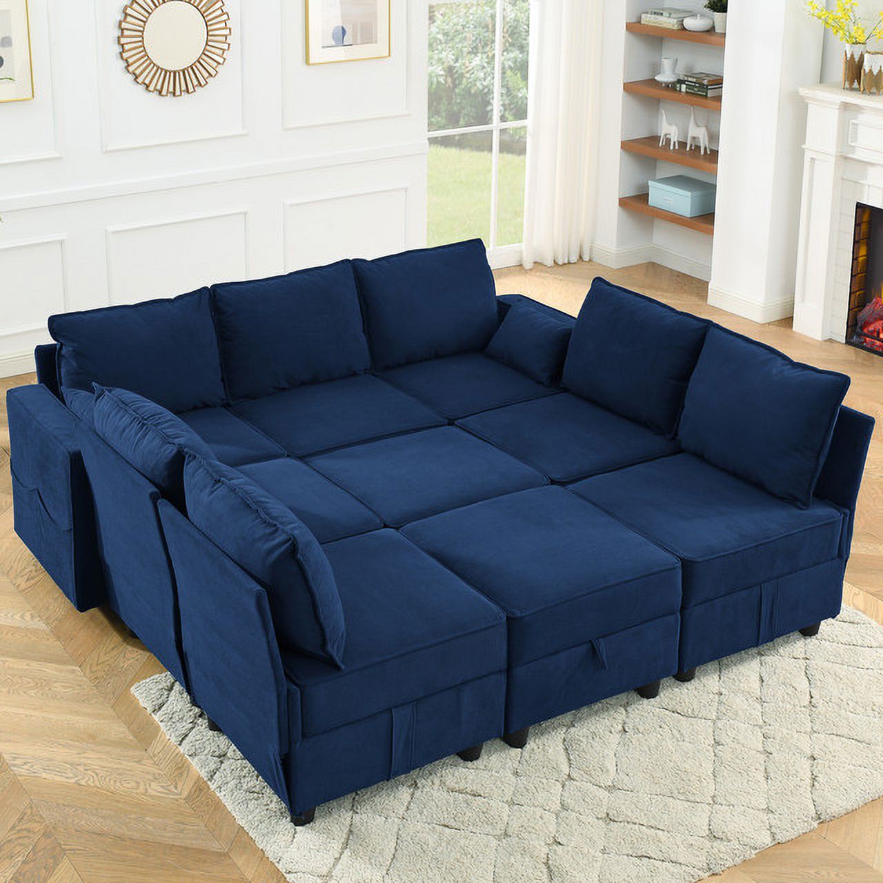 Navy blue shop modular sectional