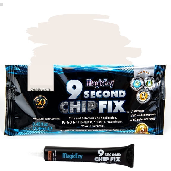 9 Second Chip Fix - (Oyster White) - All-in-One Fiberglass Repair Filler for Boats and Fiberglass Gelcoat - Strong Marine Epoxy Putty - Lifetime Durability