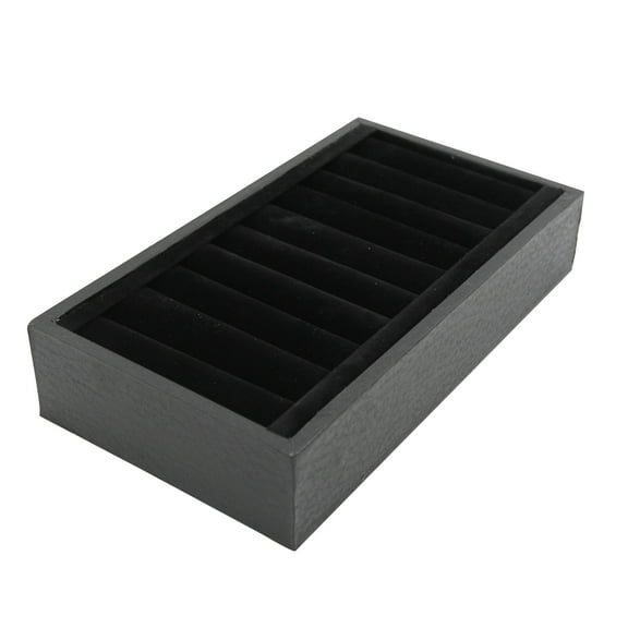 SSWBasics Ring Display Tray  9 Section Bangle Holder with Black Velvet Inserts  Ring Tray for Jewelry Display  7 3/4"L x 4 1/4"W x 1 1/2"H  Elegant Ring Holder Display