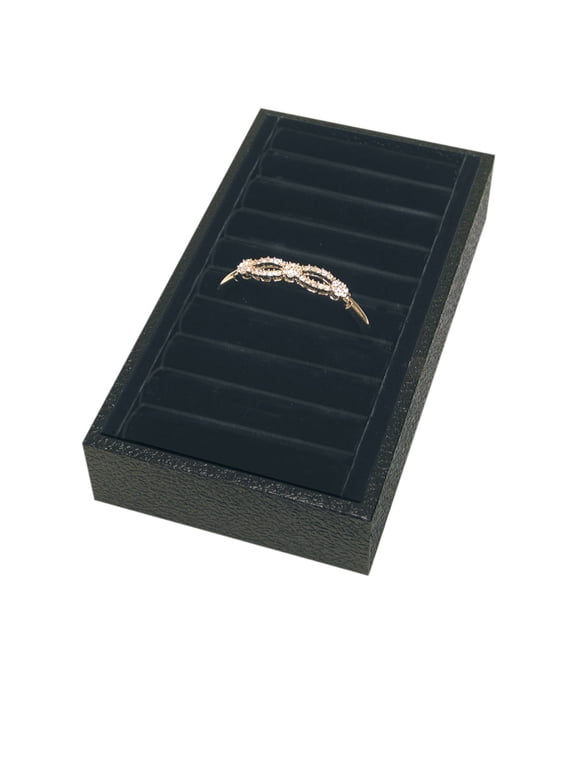 Ring Display Tray 9-Section Bangle Holder Black Velvet