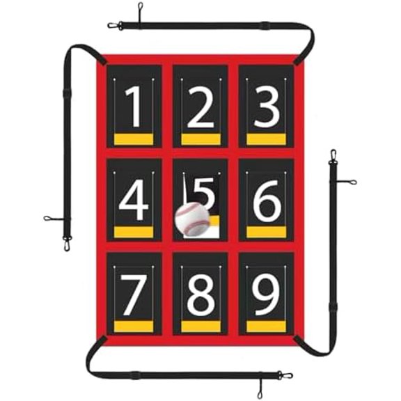 9-Section Numbered Strike Zone Trainer for Baseball & Softball | Adjustable 19"x27" Pitching Target Net to Improve Pitching Control & Hitting Accuracy for All Ages.$$