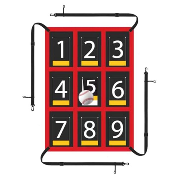 9-Section Numbered Strike Zone Trainer for Baseball & Softball - Adjustable 19"x27" Pitching Target Net with Numbered Grid (1-9), Training System for Hitting Accuracy