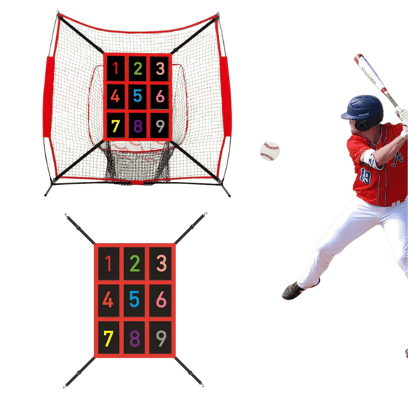 9-Section Numbered Strike Zone Trainer (No Net) Adjustable Throwing Pitching Hitting Batting Practice Target Pitcher Accuracy Training Aids