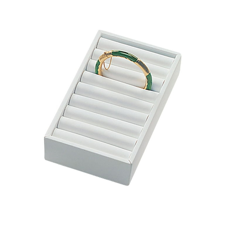 9 Section White Bracelet Tray with Velvet Inserts ( 7 3/4L x 4 1/4W x 1  1/2H) 