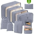 thumbnail image 1 of 9 Set Packing Cubes for Travel, Durable Luggage Organizer Set with Hanging Toiletry Bag & Shoe Bag, Perfect Gift for Women Mom, Vacation Essentials for Travel Accessories (Gray), 1 of 8