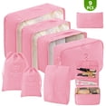 thumbnail image 1 of 9 Set Packing Cubes for Travel, Durable Luggage Organizer Set with Hanging Toiletry Bag & Shoe Bag, Perfect Gift for Women Mom, Vacation Essentials for Travel Accessories (Pink), 1 of 8