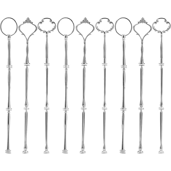 9 Sets 3 Tier Cupcake Stand Fittings, Cake Stand Hardware, Dessert Serving Trays Support Rod, Tiered Resin Plates, Crafts Making and Decoration - Silver
