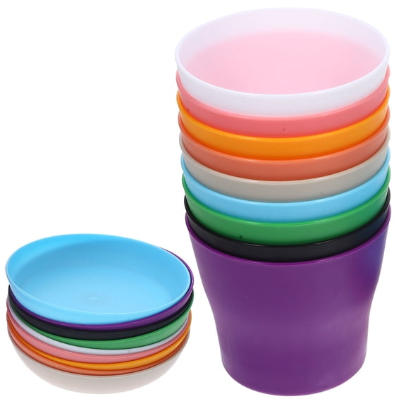 9 Sets Macaron Flowerpot Orchid Container Pots for Plants Garden with Tray Pp
