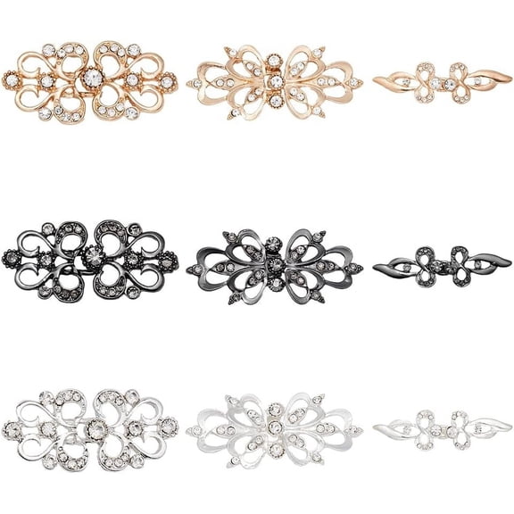 9 Sets Zinc Alloy Chinese Knots Frog Buttons 3 Styles Flower Rhinestone Sewing Fasteners Closure Bowknot Cheongsam Buttons