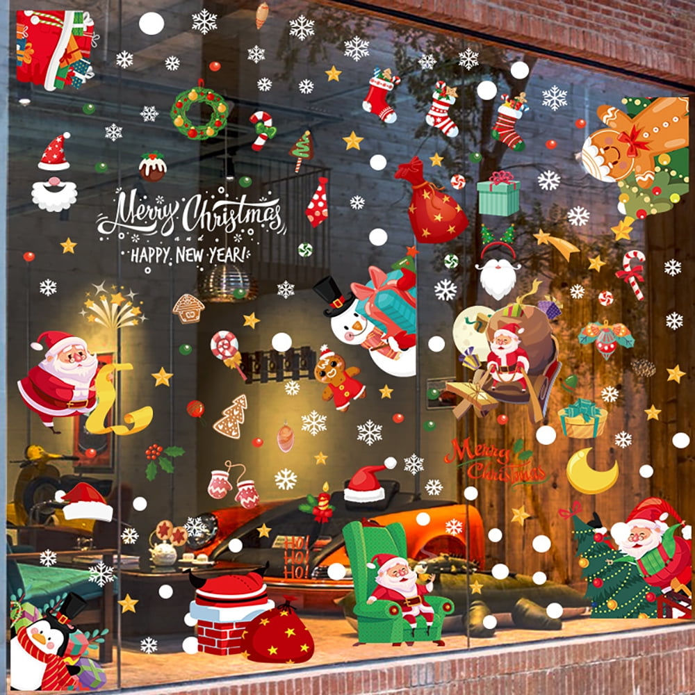 9 Sheet 130 Pcs Christmas Window Clings, Stickers for Glass, Christmas ...