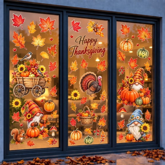 9 Sheet Thanksgiving Wall Sticker, High-Definition Fall Decal & Wall Decor