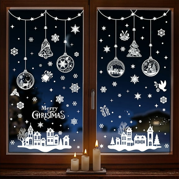 9 Sheets 244 PCS Christmas Static Sticker, Window Clings Stickers for Windows Glass Decoration Shopping Mall Hotel Window Decals Christmas Decorations