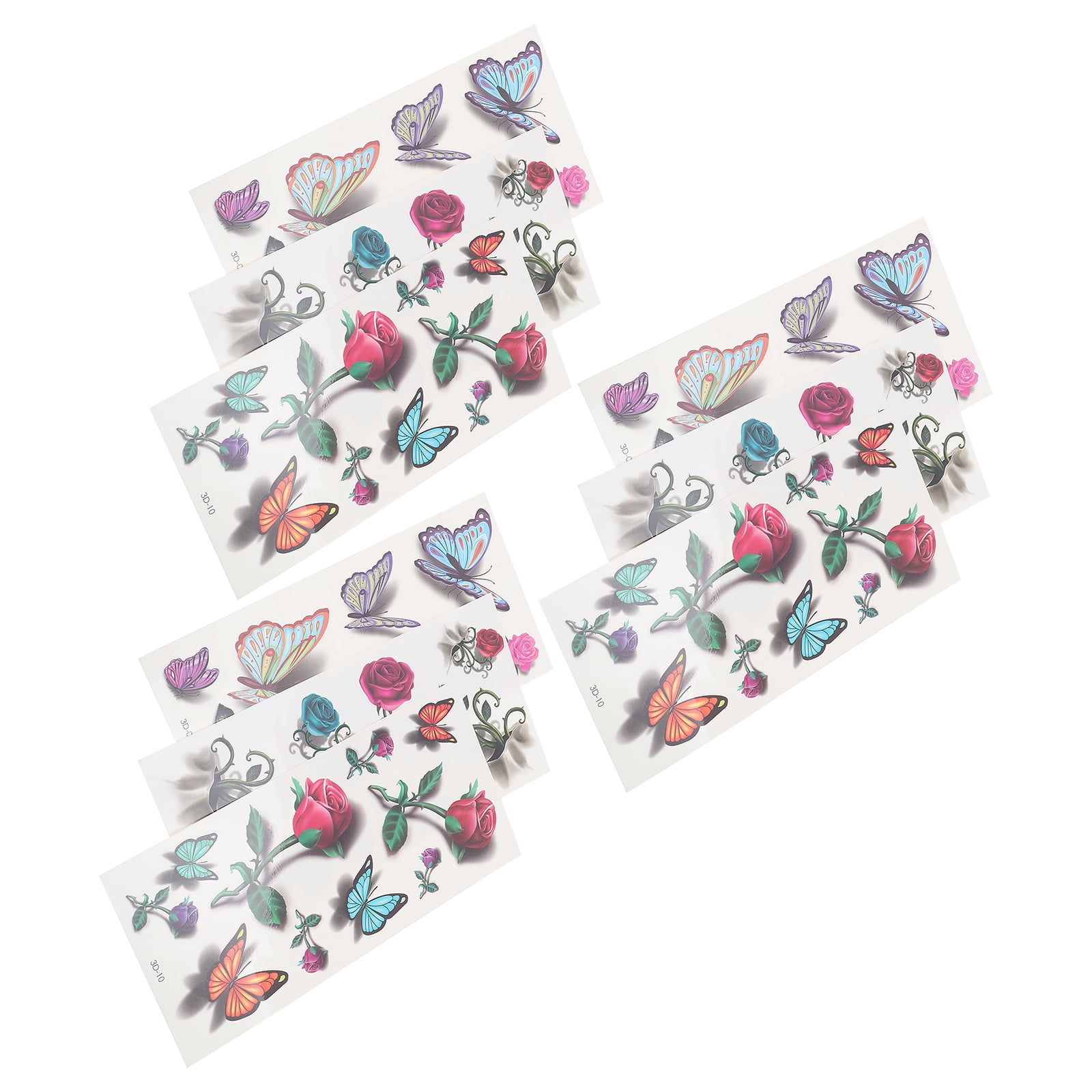 9 Sheets 3d Waterproof Sticker Fake Tattoos Temporary Tattoos for Women