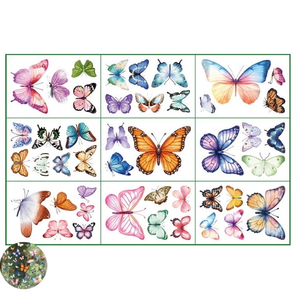 9 Sheets Butterfly Wall Stickers 11.8x7.8In Window Static Clings Decals Colorful Butterfly Window Clings for Bedroom Bathroom Home Decor