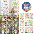 9 Sheets Easter Day Window Clings Large Rabbit Easter Egg Shape Window