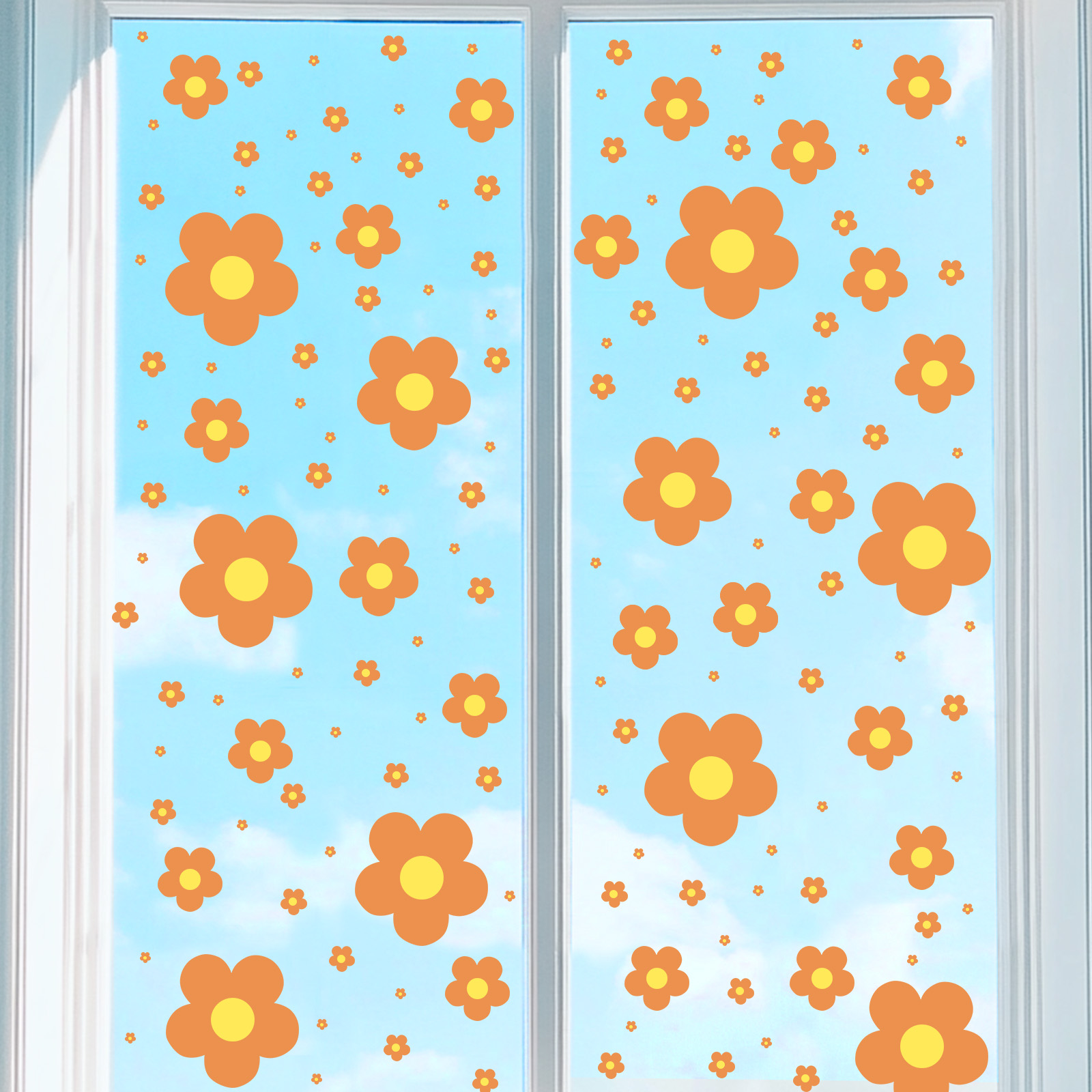 9 Sheets Flowers Window Stickers Wall Decals, Peel and Stick Circles ...