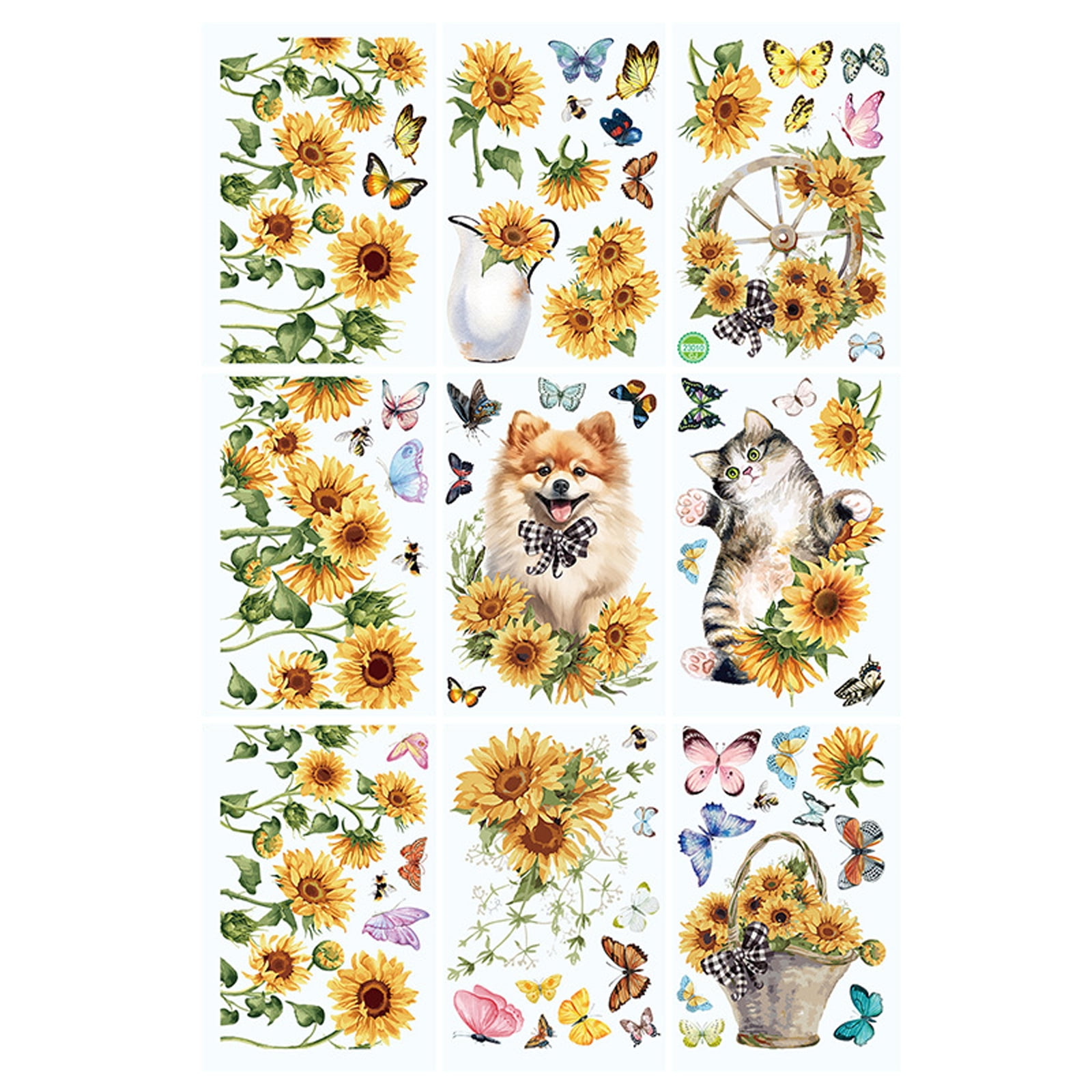 9 Sheets Reusable Spring Window Clings Sticker with Bright Color and ...